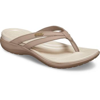 Crocs Capri Basic Strappy Hnede - Damske Sandále